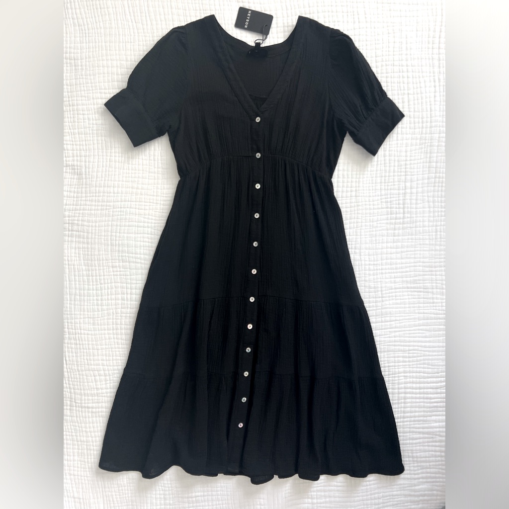 Nwt Heyson Black Gauze Button Down Dress -Size Medium